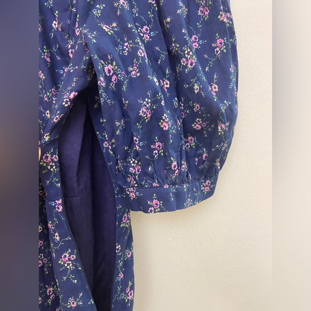 LoveShackFancy Eventide Blue Lena Floral 🌸 Cotton Mini Dress women’s Size L - Picture 14 of 16
